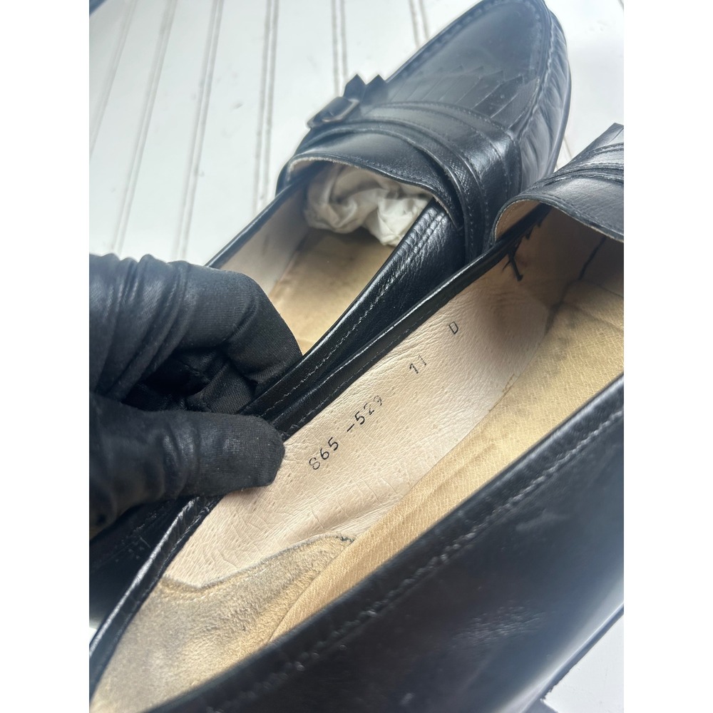 Adolfo Vintage Black Leather Kiltie Loafers Made in Italy Men's Size 11 - Picture 5 of 13
